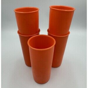 Tupperware 117-22 Orange 6oz Drinking Tumbler Cup Lot Of 5